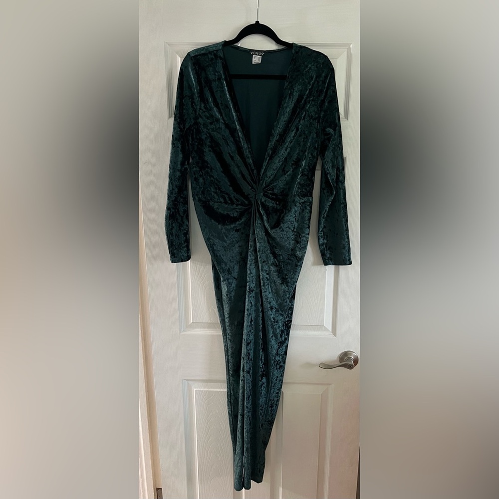 VENUS velvet long sleeve jumpsuit